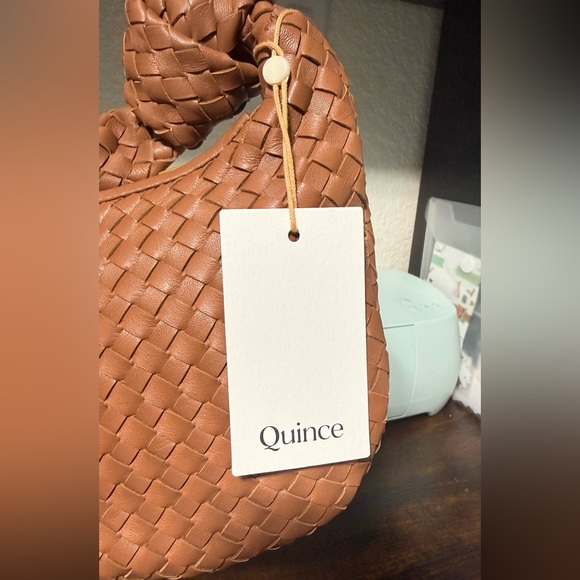 Quince Italian Leather Handwoven Mini Hobo Bag NWT - Picture 4 of 14